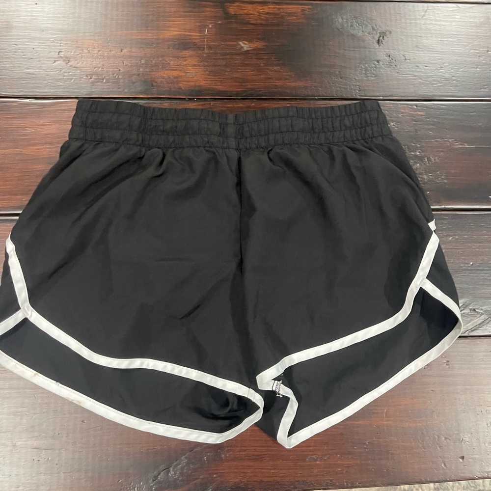Black and white workout shorts